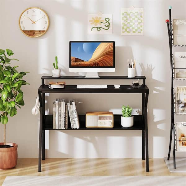 Costway 39.5 in. Rectangular Black Engineered Wood 0-Drawer