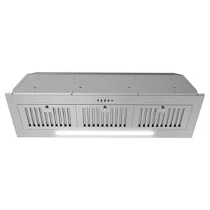 36 in. Seriate Ducted Insert Range Hood in Brushed Stainless Steel with Baffle Filters, Push Button Control, LED Lights