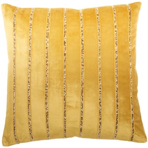 Sofia Gold 20 in. x 20 in. Stripe Throw Pillow