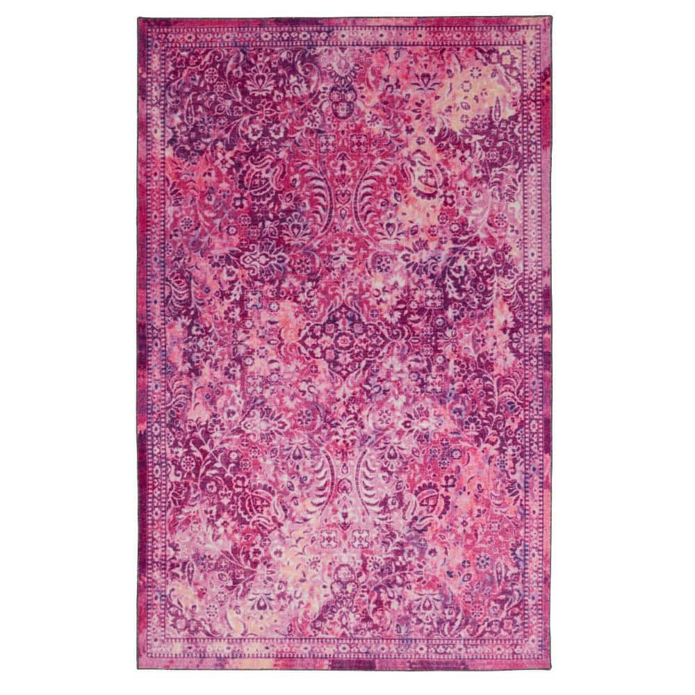 Mohawk Home Garden City Plum 9 ft. x 12 ft. Distressed Area Rug 143884 The Home Depot