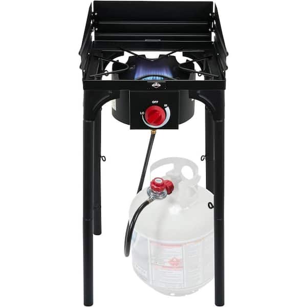 Hike Crew Black Cast Iron 1-Burner Gas Camping Stove, 75,000 BTU Portable Propane Grill, Propane Fuel