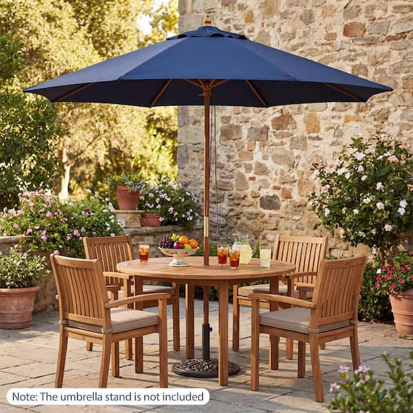 adjustable height patio umbrella Costway 9 ft. Patio Umbrella with Adjustable Height, Rope Pulley Lift,  Vented Top for Beach in Navy Blue HCST12456
