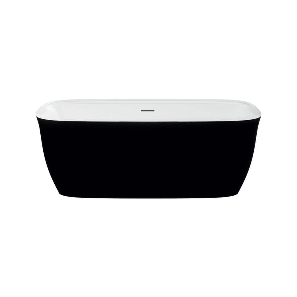 Panya 63'' Black and White Freestanding Acrylic Soaking Bathtub
