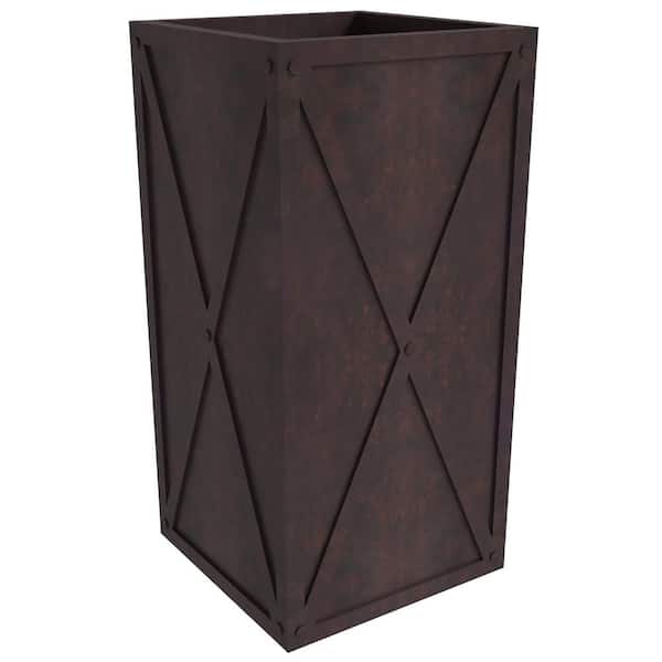 Papyrus 14 in. Wide Fiberstone Rectangular Planter Weather Resistant Modern Clay Pot for Indoor and Outdoor in Brown