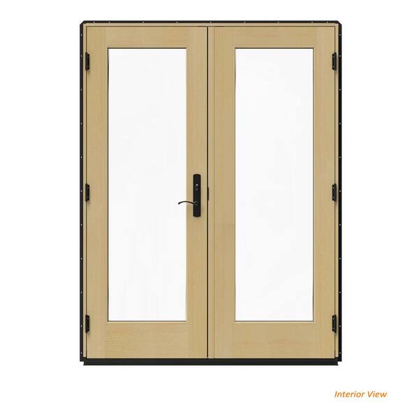 72 in. x 80 in. W-5500 White Clad Wood Right-Hand 15 Lite French Patio Door  w/Unfinished Interior