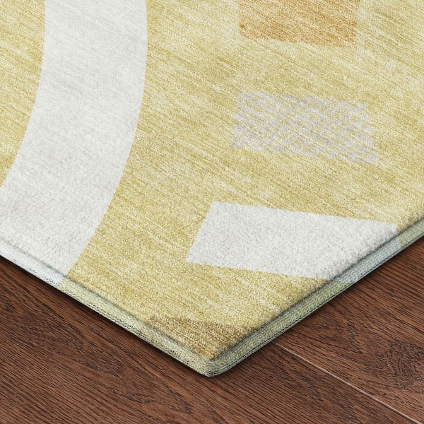 Mayfield Premium Machine Washable Abstract AMF2467 Wheat 9 ft. x 12 ft. Area Rug