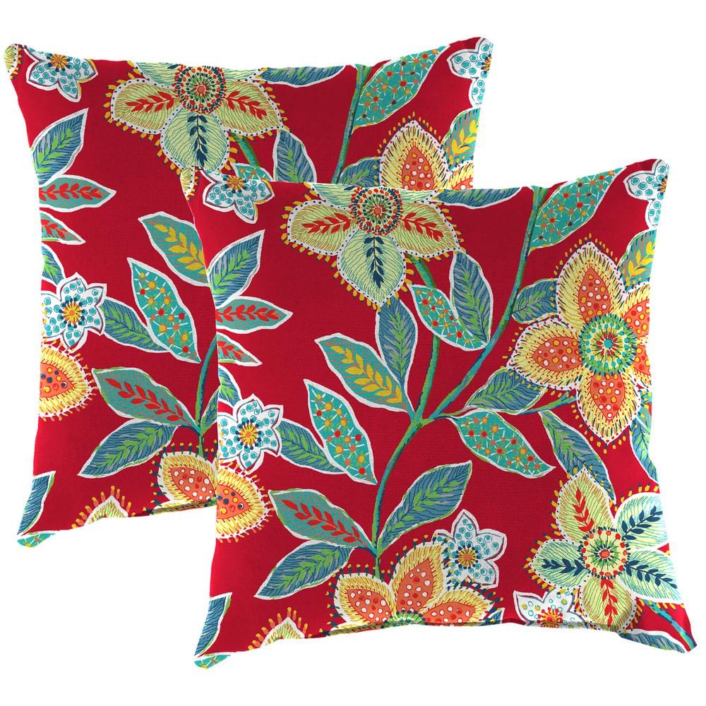 16 in. L x 16 in. W x 4 in. T Outdoor Throw Pillow in Leathra Red (2-Pack) price history on PriceWatchPro