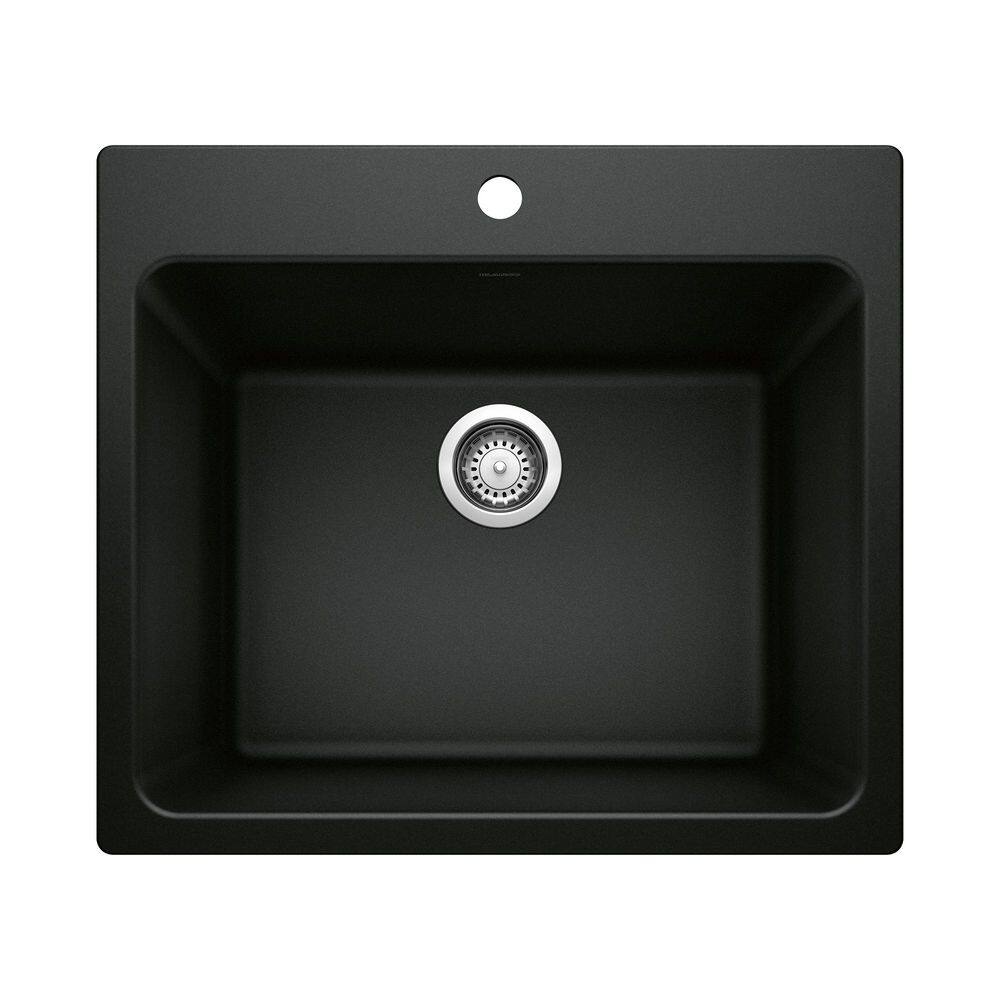 LIVEN 19.25 Gal. 25 in. x 22 in. x 12 in. Granite Composite Drop-In/Undermount Laundry/Utility Sink Coal Black price history on PriceWatchPro