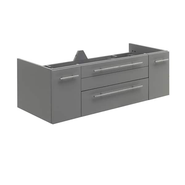 Fresca Lucera 47 in. Wall Mount Floating Double Bath Vanity Cabinet without Top in Gray - Undermount Sink Compatible