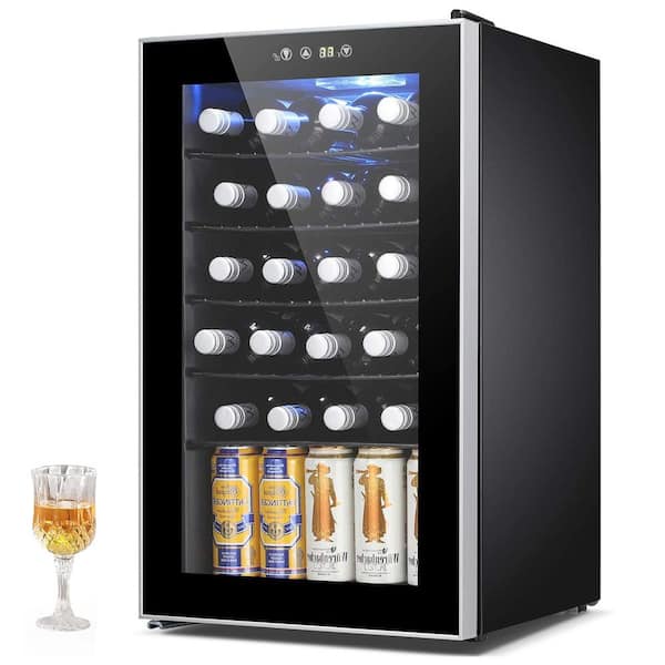 17.01 in. 2.7 cu. ft Single Zone 26-Wine Bottles or 97-Cans Beverage and Wine Cooler in Black for Bottled Beer, Soda
