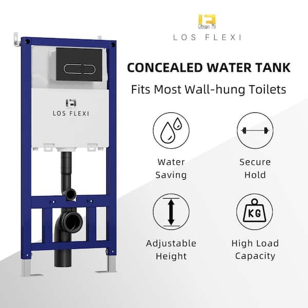 In-Wall Toilet Tank Carrier for Wall Hung Toilets 0.8/1.6 GPF Dual Flush Concealed Tank Includes Flush Plate in Blue