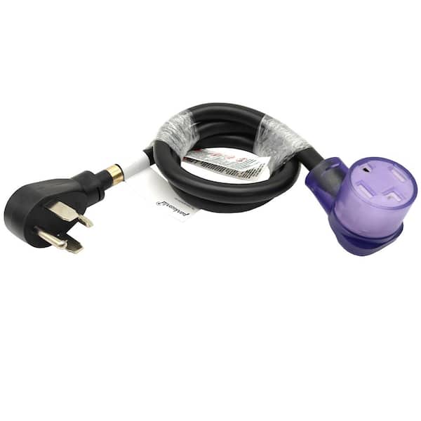 4 ft. 10/4 30 Amp 125/240-Volt 4-Prong Indoor/Outdoor NEMA 14-30 Dryer Extension Cord with Lighted End, Black, UL Listed