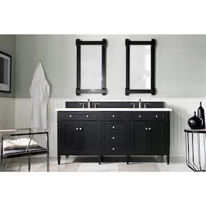 Brittany 72.0 in. W x 23.5 in. D x 34 in. H Bathroom Vanity in Black Onyx with White Zeus Quartz Top