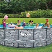 16 ft. Round 48 in. Deep Metal Frame Above Ground Pool, Stone Slate