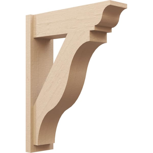 Ekena Millwork 8 in. x 36 in. x 28 in. Funston Traditional Rough Cedar Woodgrain Timberthane Polyurethane Outlooker, Primed Tan