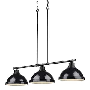 Duncan 300-Watt 3-Light Matte Black Pendant Light with Steel Shade