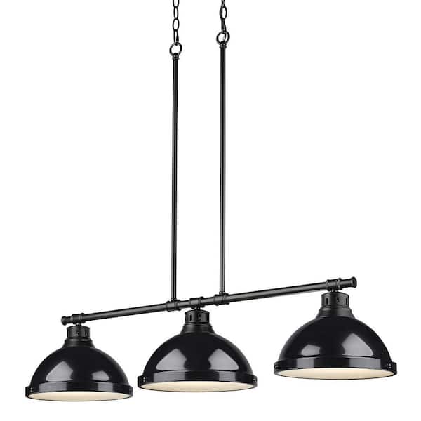 Duncan 300-Watt 3-Light Matte Black Pendant Light with Steel Shade