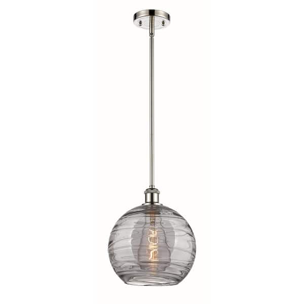 Athens Deco Swirl 100-Watt 1-Light Polished Nickel Standard Mini Pendant Light with Painted Glass Shade