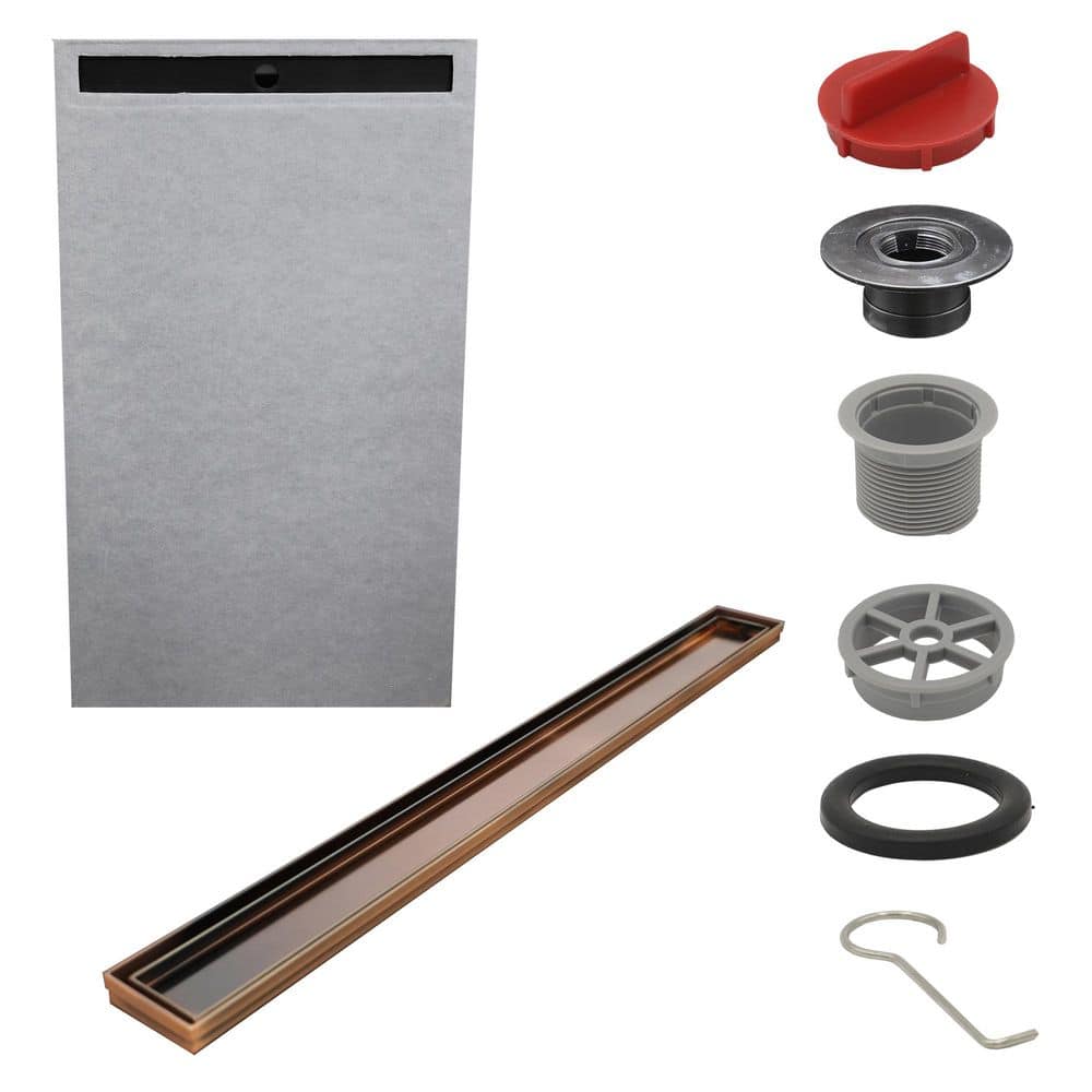 Watershield Shower System 36 in. x 60 in. Pre-sloped End Linear Drain Pan with Brush Bronze Tile-in Shower Kit price history on PriceWatchPro