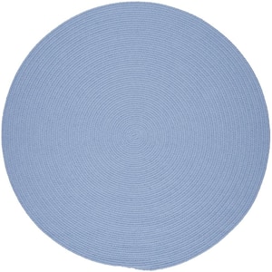 Texturized Solid Hydrangea Poly 8 ft. x 8 ft. Round Braided Area Rug