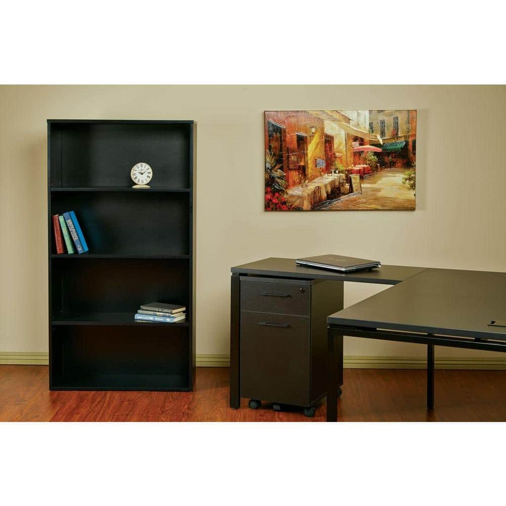 Adjustable Black Wood 60" Multipurpose Bookcase