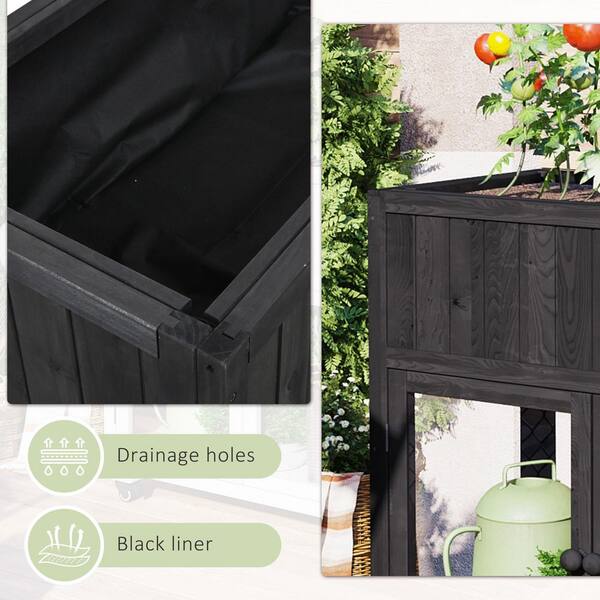 35 in. W x 18 in. D x 37 in. H Black Wood Portable Greenhouse Mini