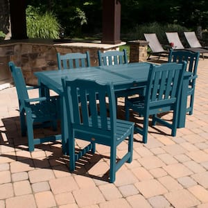 Lehigh Nantucket Blue 7-Piece Recycled Plastic Rectangular Outdoor Dining Set