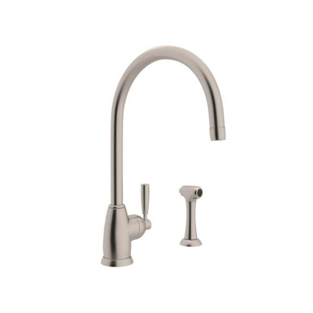 Elegant Polished Nickel 15" Deck Mounted Kitchen Faucet with Sidespray