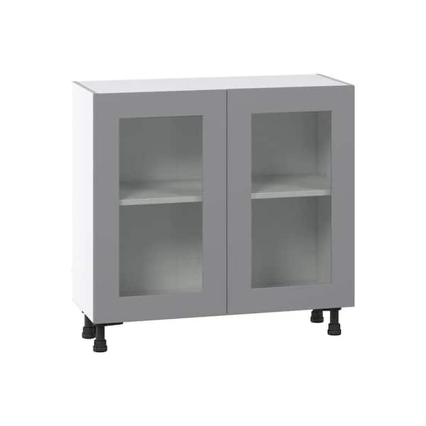 Roseland 36 in. W x 14 in. D x 34.5 in. H Assembled Shaker Glass Door Base Kitchen Cabinet in Slate Gray