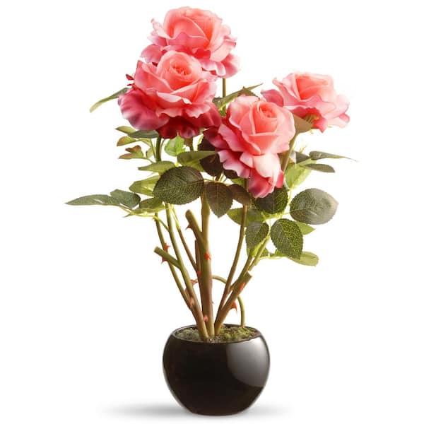 National Tree Company 16.5 in. Artificial Pink Rose Flower