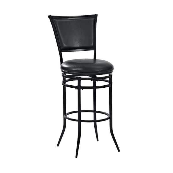 CROSLEY FURNITURE Rachel 30 in. Black Swivel Bar Stool With Black ...