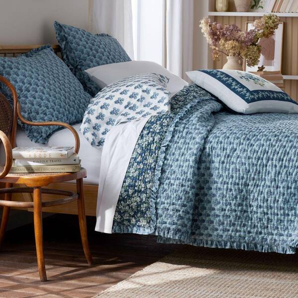 The Company Store Company Cotton Suhana Reversible Ruffle Blue