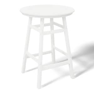 Laguna 35 in. Round HDPE Plastic All Weather Bar Height High Top Bistro Outdoor Bar Table in White