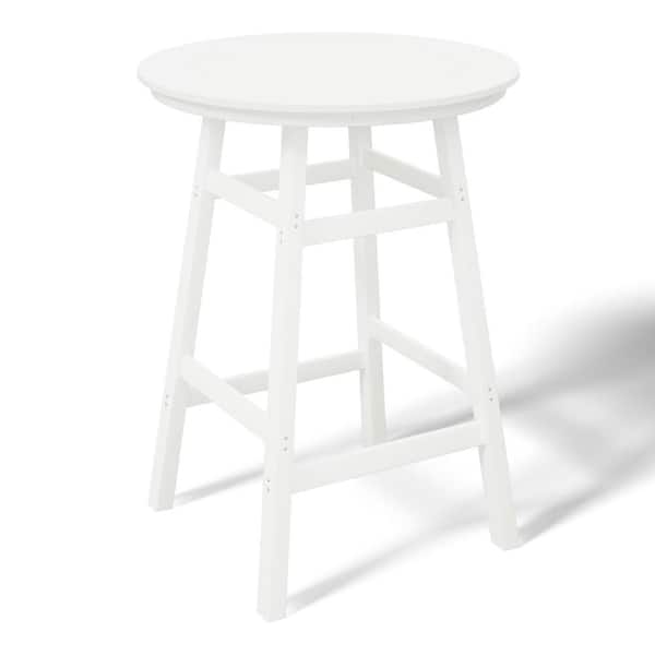 WESTIN OUTDOOR Laguna 35 in. Round HDPE Plastic All Weather Bar Height High Top Bistro Outdoor Bar Table in White