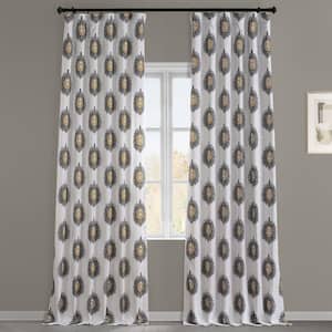 Mayan Gold Printed Cotton Twill 50 in. W x 84 in. L Rod Pocket Room Darkening Curtain (1 Panel)