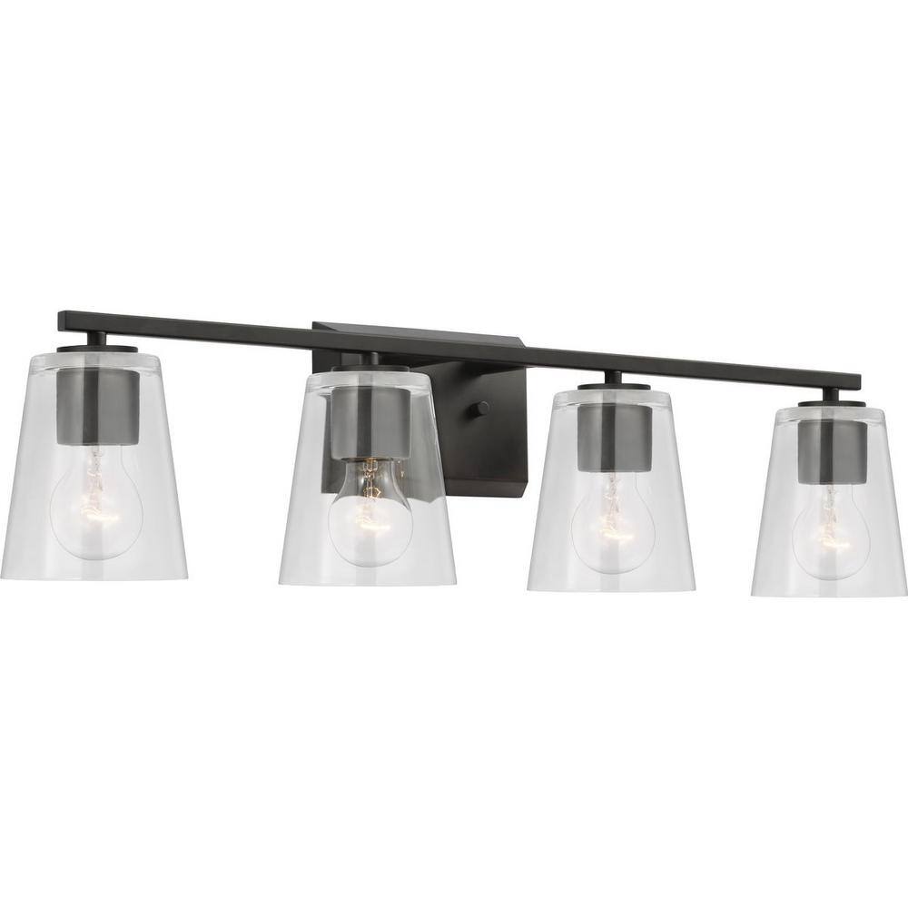 Vertex Matte Black Dimmable Four-Light Bath Fixture