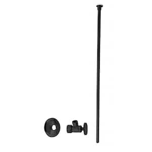 5/8 in. x 3/8 in. OD x 20 in. Flat Head Toilet Supply Line Kit with Round Handle Angle Shut Off Valve, Matte Black