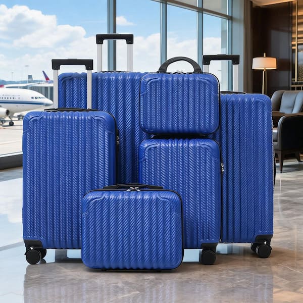 LIVACA 6-Piece Royal Blue Hardside ABS Plastic Spinner Luggage Set