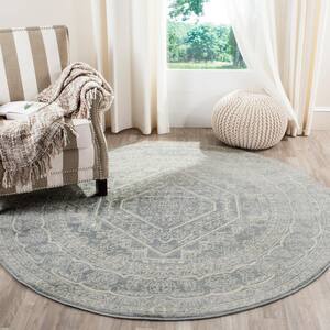 Adirondack Slate/Ivory 4 ft. x 4 ft. Round Border Area Rug