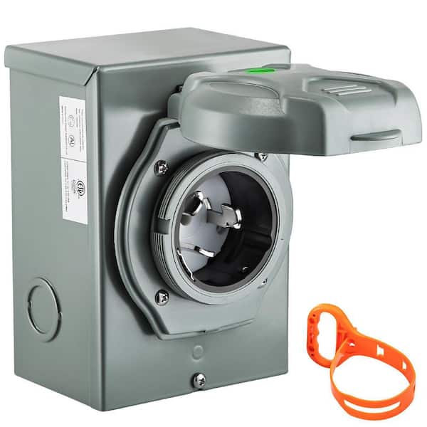VEVOR Generator Inlet Box 50 Amp Power Inlet Box 120/250-Volt 12500-Watt 3 Prong 10AWG ETL Listed for SS2-50P Outdoor Use