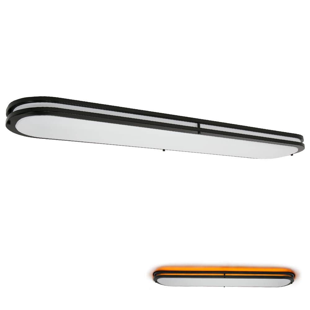 Orbit 46 in. x 10 in. Matte Black  Linear LED Flush Mount Ceiling Light Nig