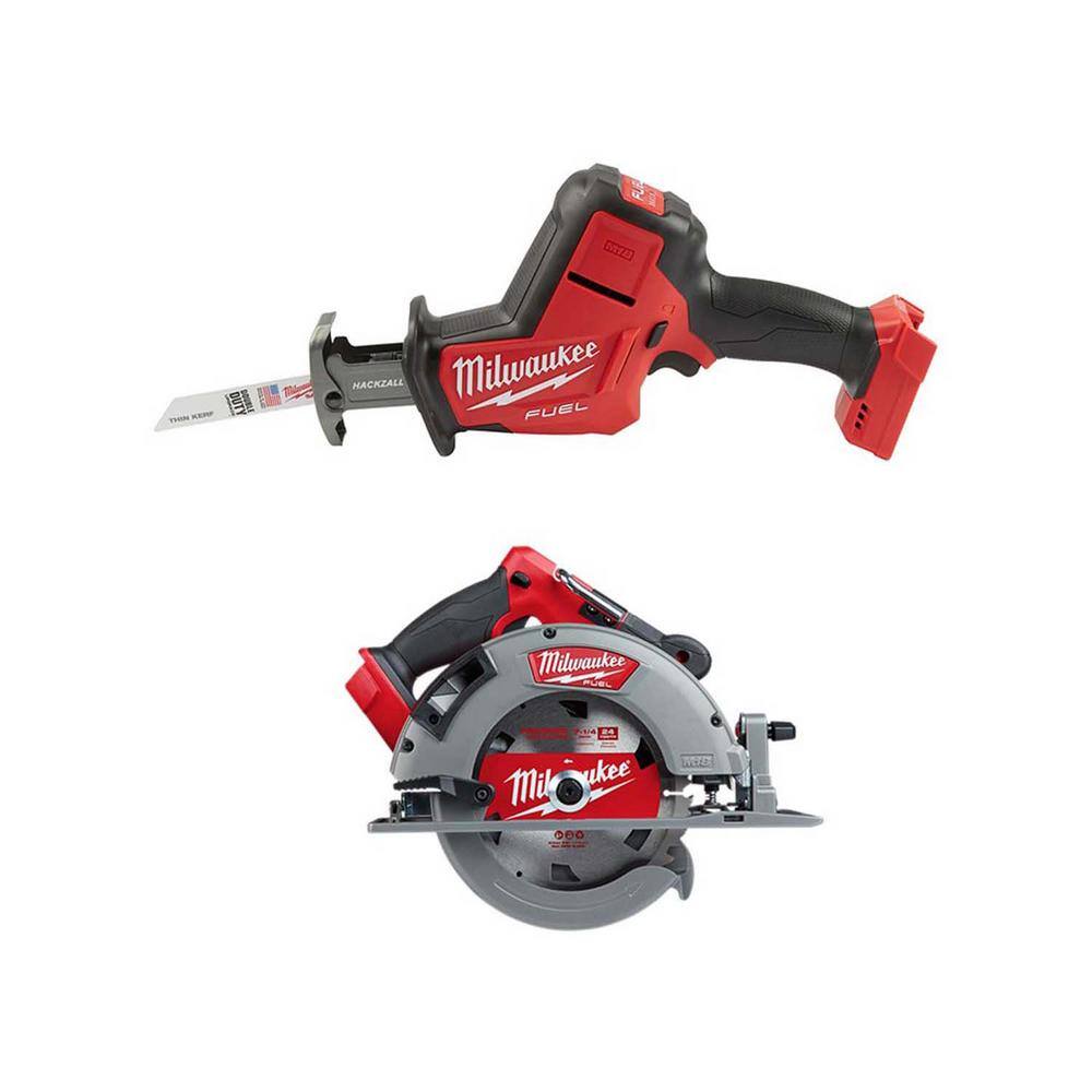 Milwaukee M18 FUEL 18-Volt Lithium-Ion Brushless Cordless HACKZALL  Reciprocating Saw with 7-1/4 in. Circular Saw 2719-20-2732-20