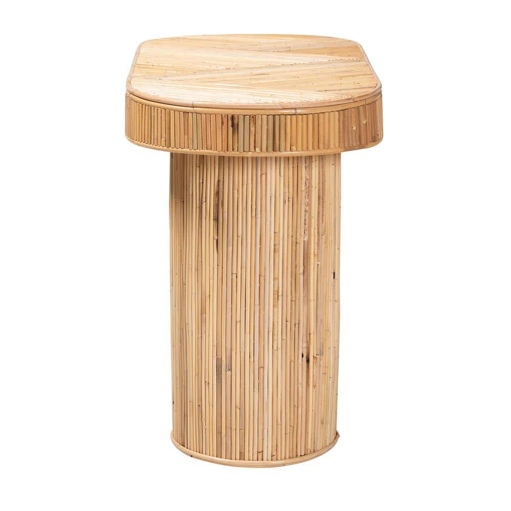 Iryna Natural Rattan and Wood Bohemian Console Table