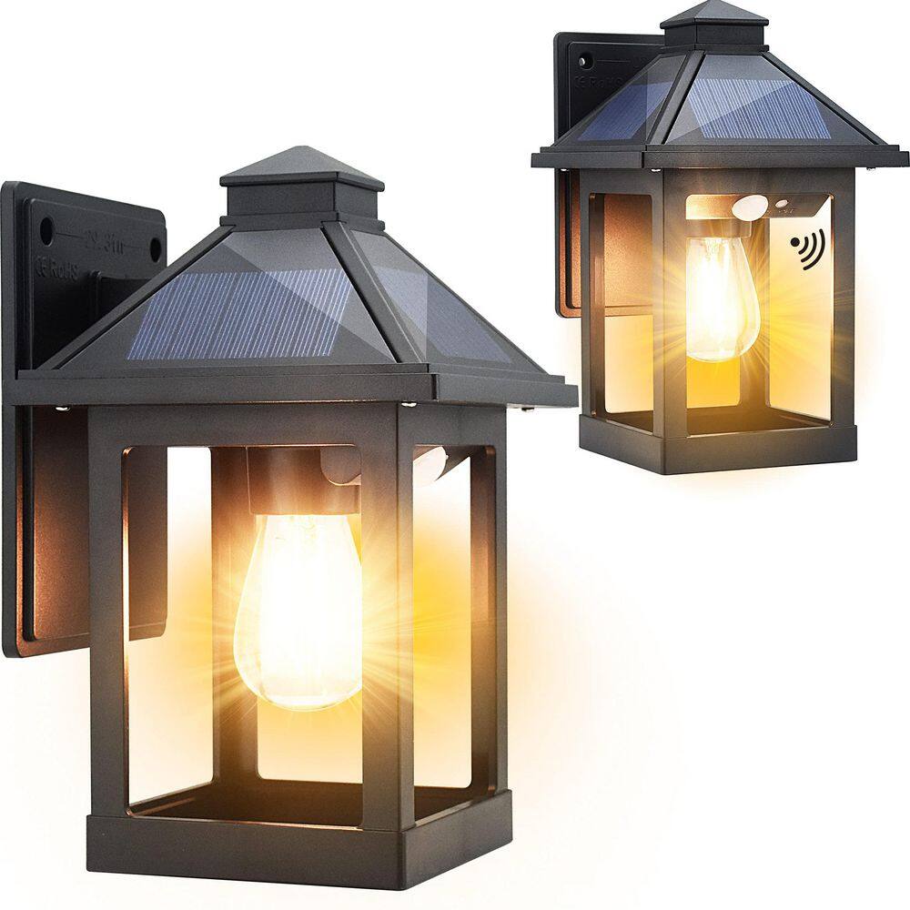 2 Pack Solar Wall Lanterns Outdoor with 3 Modes, Dusk to Dawn Motion Sensor LED Sconce Lights IP65 Waterproof price history on PriceWatchPro