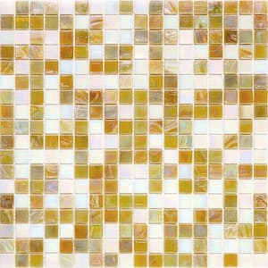 Mingles 11.6 in. x 11.6 in. Glossy Yellow Gold and White Glass Mosaic Wall and Floor Tile (18.69 sq. ft./case) (20-pack)