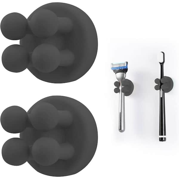 CLAVIE 2 Silicone Toothbrush Holders in Black