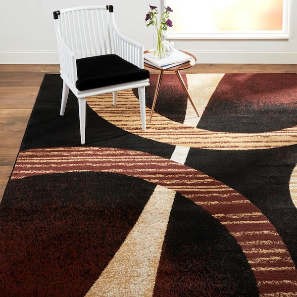 Premium Indus Black/Brown 4 ft. x 5 ft. Geometric Area Rug