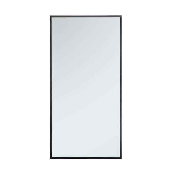 Unbranded Timeless Home 18 in. W x 36 in. H x Contemporary Metal Framed Rectangle Black Mirror
