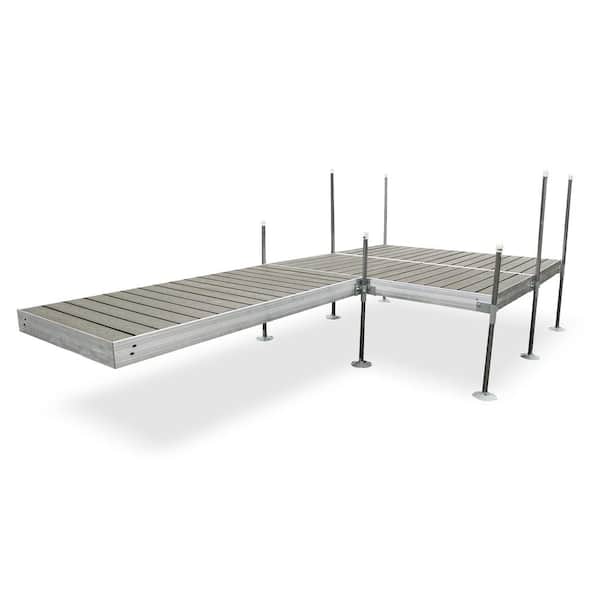 Tommy Docks 16 ft. L-Style with 8 ft. x 8 ft. Platform Section Aluminum Frame with Decking Complete Dock for Boat Dock Systems