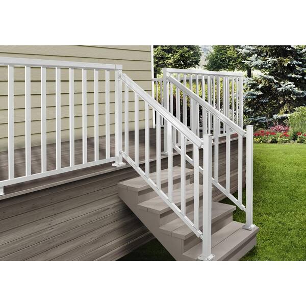 Peak Aluminum Railing White 6 Ft Aluminum Stair Hand And Base Rail Kit 50112 The Home Depot